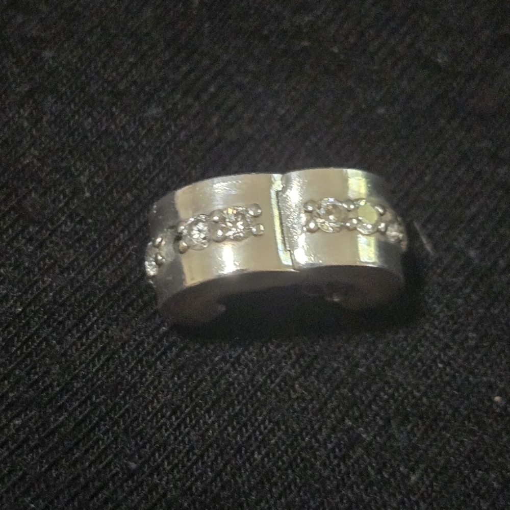 Elegant Silver Band with Crystal Accents